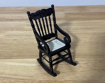 Miniature Black Gloucester-Style Rocking Chair - Farmhouse Decor, 1:12 Scale