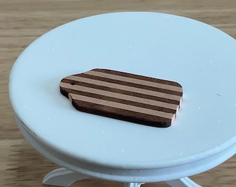 Miniature Light and Dark Stripe Wood Cutting Board Kitchen Baking 1:12 Scale