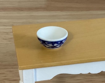 Miniature Blue and White Delft Ceramic Bowl, 1:12 Scale