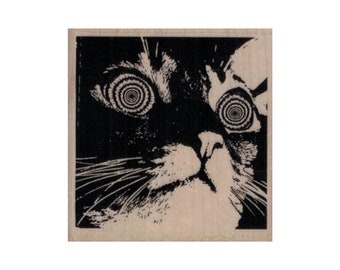 Sleeping cat rubber stamp WM P14