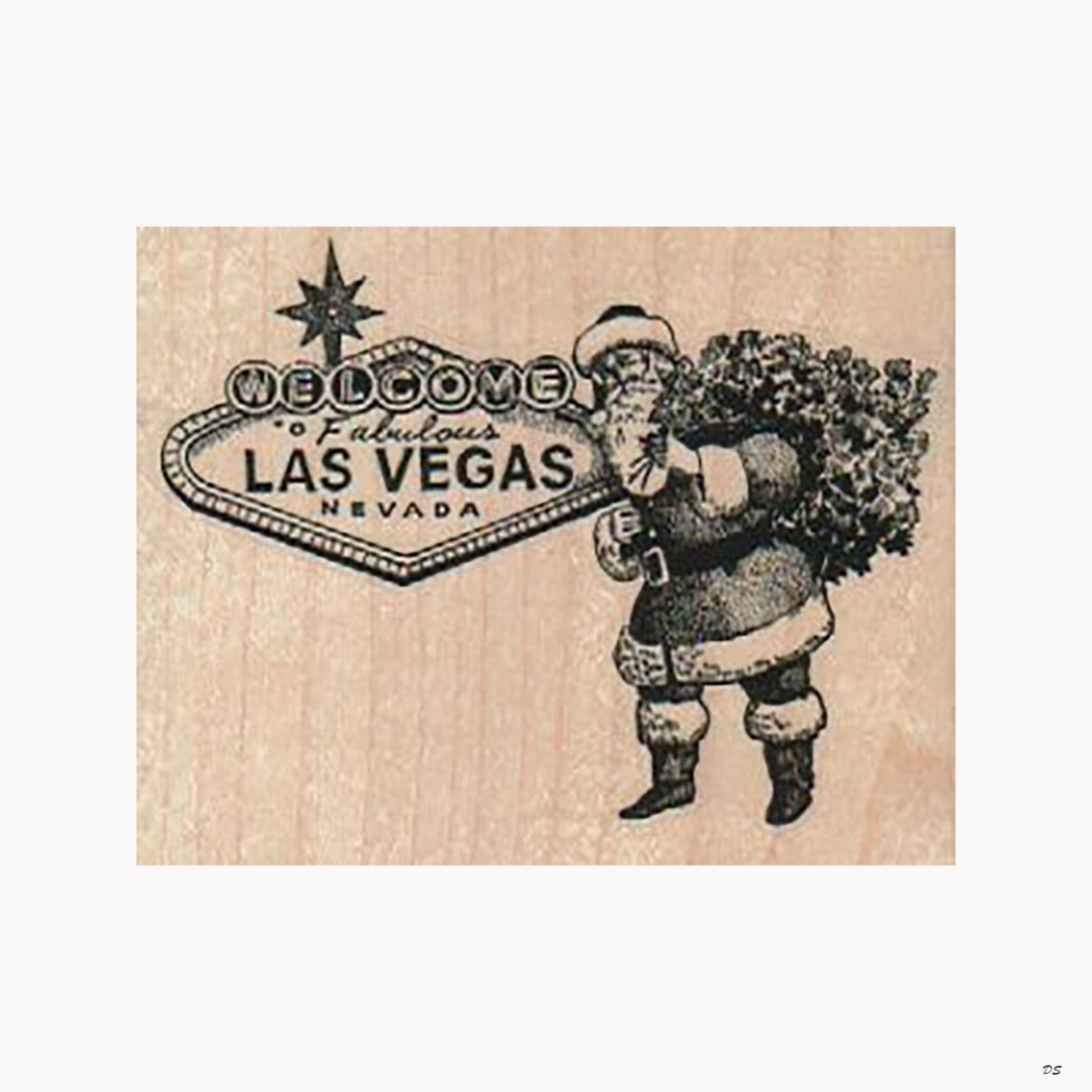to Las Vegas Santa RUBBER STAMP, Santa Claus Stamp, Vegas Santa