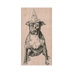 Pit Bull Party Dog RUBBER STAMP, Pitbull Stamp, Pit Bull Stamp, Dog Stamp, Doggy Stamp, Birthday Stamp, Pittie Stamp, Pit Bull Lover Stamp