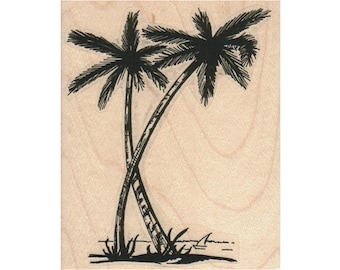 Crossed Palms RUBBER STAMP, Tree Stamp, Desert Stamp, Outdoor Stamp, Beach Stamp, Palm Tree Stamp, Tropical Stamp, Palm Trees Stamp