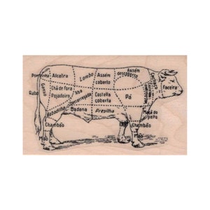 Beef Cuts RUBBER STAMP, Beef Cuts Stamp, Butcher Stamp, Portuguese Language Stamp, Cow Stamp, Cattle Stamp, Ranch Stamp, Farmer Stamp