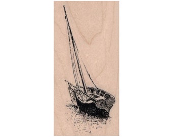 May include: A black and white line drawing of a sailboat with a single sail. The sailboat is in the water and the sail is billowing in the wind.