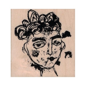 Tina Walker Smirking Scribble Girl SELO DE BORRACHA, Selo de arte de rabisco, Selo de mulher, Selo de senhora, Selo de mulher sorrindo, Selo de senhora bonita