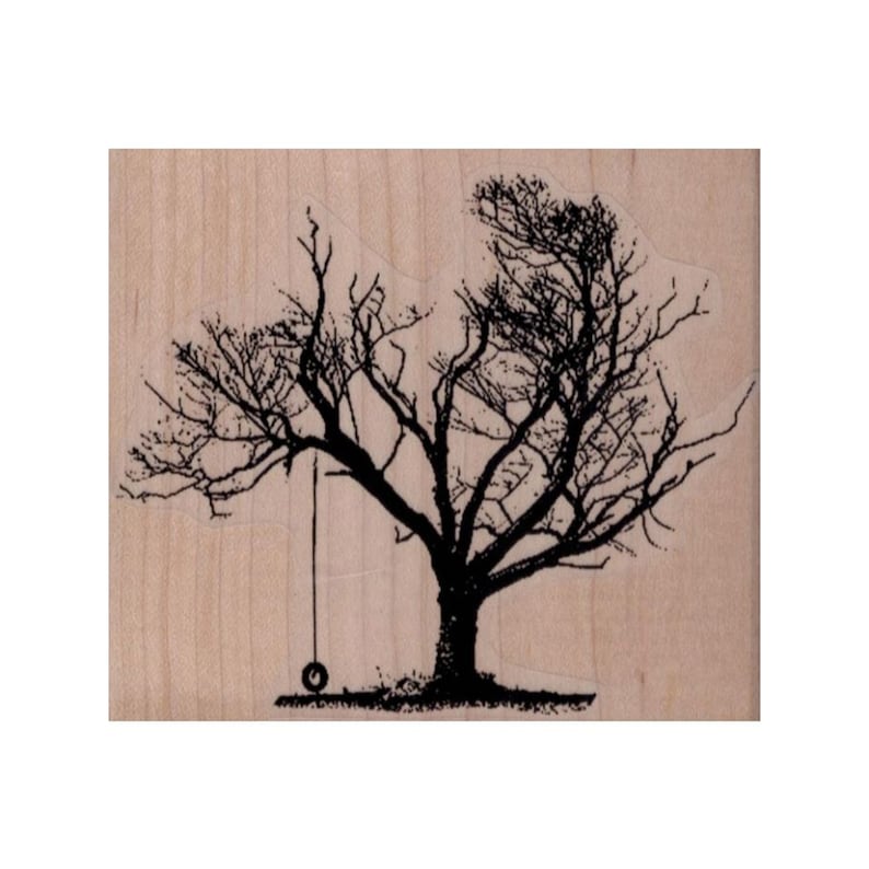 Tree With Tire Swing Rubber Stamp Tree Stamp Nature Stamp Outdoor Stamp Swing Stamp Scrapbooking Cardmaking
