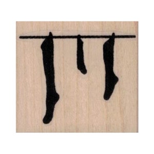 Christmas Stocking Silhouette RUBBER STAMP, Stocking Stamp, Christmas Stamp, Holiday Stamp, Santa Stamp, XMAS Stamp, Hanging Stockings