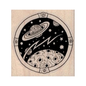 Space Scene RUBBER STAMP, Star Stamp, Celestial Stamp, Space Stamp, Planet Stamp, Outer Space Stamp, Saturn Stamp, Universe Stamp, World