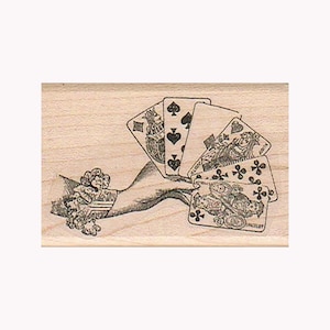 Hand Holding Cards RUBBER STAMP, Hand Stamp, Cards Stamp, Game Stamp, Poker Stamp, Vintage Hand Holding Cards Stamp, Western Saloon Stamp