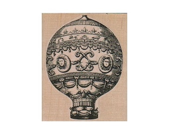 Carimbo de borracha com balão vitoriano, carimbo vitoriano, carimbo de balão, carimbo de balão de ar quente, carimbo vintage, carimbo steampunk, carimbo de viajante
