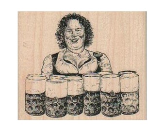 Barmaid With Beer Mugs RUBBER STAMP, Lady Stamp, Beer Stamp, Tavern Stamp, Bar Stamp, Saloon Stamp, Lady with Beer Stamp, Ale Stamp