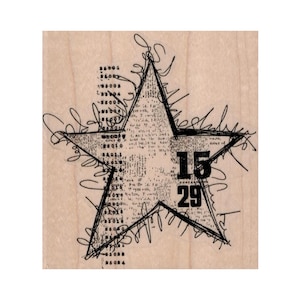 Squiggly Star Collage RUBBER STAMP, Star Stamp, Celestial Stamp, Star Collage Stamp, Collage Stamp, Background Stamp, Mixed Media Stamp