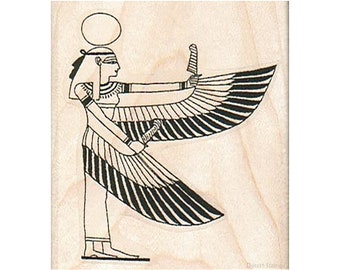 Sello de goma de la Dama Alada Egipcia, sello de la Diosa Egipcia, sello de Maat, sello egipcio, sello del Dios Egipcio, Egipto, sello del Antiguo Egipto