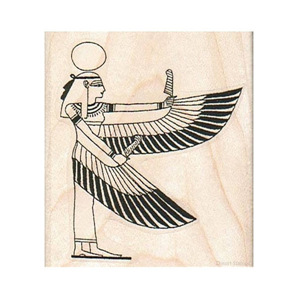 Egyptian Winged Lady RUBBER STAMP, Egyptian Goddess Stamp, Ma'at Stamp, Egyptian Stamp, Egyptian God Stamp, Egypt, Ancient Egypt Stamp