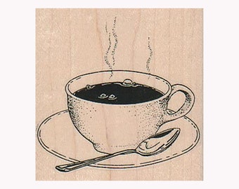 Coffee Cup RUBBER STAMP, Coffee Drinker Stamp, Coffee Lover Stamp, Cup of Joe Stamp, Breakfast Stamp, Gift Idea, Java Stamp, Coffee Cup
