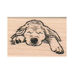Sleeping Dog RUBBER STAMP, Dog Stamp, Puppy Stamp, Cute Puppy Stamp, Golden Retriever Stamp, Labrador Dog Stamp, Man's Best Friend Stamp