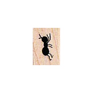 May include: A black silhouette of an ant with its legs raised in the air, as if it is jumping or dancing. The ant is on a light brown wooden background.