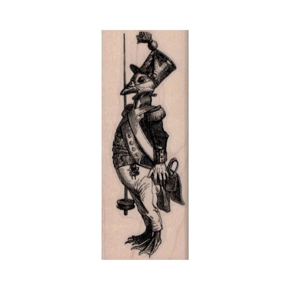 J.J Grandville Duck RUBBER STAMP, Duck Stamp, Anthropomorphic Duck, Soldier Duck Stamp, Steampunk Stamp, Soldier Stamp, Victorian Stamp