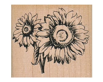 Sunflowers RUBBER STAMP, Sunflower Stamp, Gardening Stamp, Garden Stamp, Sun Flower Stamp, Flower Stamp, Sunflower Lover, Sunflower Gift