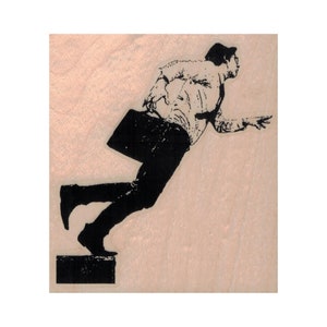 Banksy Businessman Falling RUBBER STAMP, Business Man Stamp, Man Stamp, Business Man Stamp, Gentleman Stamp, Suit Stamp, Briefcase Stamp