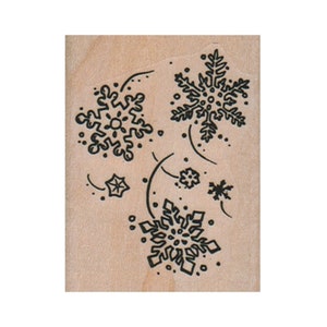 Snow Flurries RUBBER STAMP, Snowflake Stamp, Snow Flake Stamp, Snow Stamp, Winter Stamp, Christmas Stamp, Holiday Stamp, Wintertime Stamp