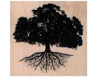 Tree of Life RUBBER STAMP, Tree Stamp, Tree With Roots Stamp, Big Tree Stamp, Outdoor Stamp, Nature Stamp, Roots Stamp, Shade Tree Stamp