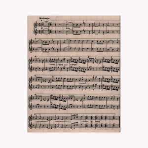SELLO DE GOMA con fondo de partitura musical, sello musical, sello musical de oveja, sello de técnica mixta, sello de notas musicales, sello de fondo, amante de la música