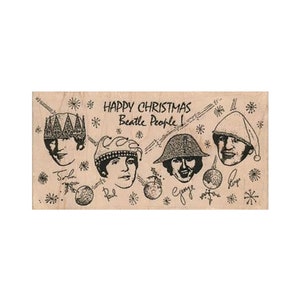 Feliz Natal Beatle People RUBBER STAMP, Beatles Stamp, Fab Four Stamp, Beatles Lover Stamp, John, Paul, Ringo, George, Christmas Stamp
