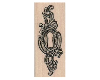 Fancy Keyhole RUBBER STAMP, Fancy Lock Stamp, Key Stamp, Fancy Key Stamp, Lock Stamp, Door Lock Stamp, Doorway Stamp, Victorian Lock Stamp