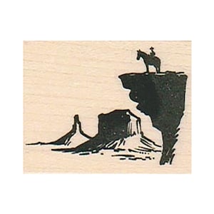 Cowboy auf Klippe STEMPEL, Cowboys Stempel, Western Stempel, Old West Stempel, Reiten Stempel, Cowgirl Stempel, Western, Cowboys, Wüste