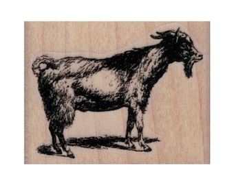 Goat Standing RUBBER STAMP, Goat Stamp, Farm Animal Stamp, Kid Stamp, Billie Goat Stamp, Farm Stamp, Mountain Goat Stamp, Mammal Stamp