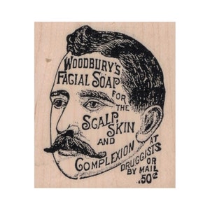 Woodbury's Facial Soap Ad RUBBER STAMP, Selo de propaganda, Selo de anúncio vintage, Selo de anúncio de jornal, Selo facial, Mídia mista, Anúncio vintage