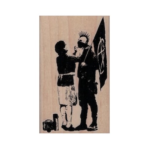 Banksy Mom Preparing Anarchist RUBBER STAMP, Protester Stamp, Anarchy Stamp, Rebel Stamp, Satire Stamp, Banksy Stamp, Banksy Art Stamp