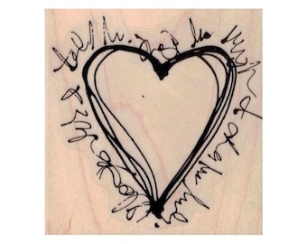 Squiggle Heart RUBBER STAMP, Heart Stamp, Valentine Stamp, Love Stamp, Collage Stamp, Romantic Stamp, True Love Stamp, Kisses Stamp, Love