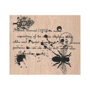 Timbre en caoutchouc de collage de sonnet italien, timbre d'Italie, timbre de fond italien, timbre de carte postale, timbre de collage, timbre de médias mélangés, timbre de courrier