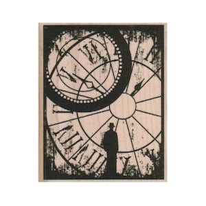 Quadrante orologio indossato con sagoma uomo TIMBRO IN GOMMA, timbro orologio, timbro temporale, timbro con numeri romani, timbro Steampunk, timbro silhouette uomo