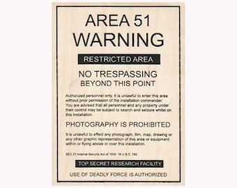 Area 51 Warning RUBBER STAMP, Area 51 Stamp, Alien Stamp, Warning Stamp, Government Secrets Stamp, Secret Ops Stamp, Alien Autopsy, UFO
