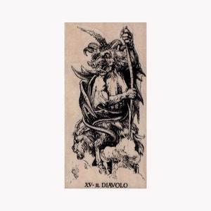 Duivelse tarotkaart RUBBERSTEMPEL, waarzegster-stempel, waarzegster-stempel, duivelsstempel, magische stempel, horoscoopstempel, diavolo-stempel, tarotstempel