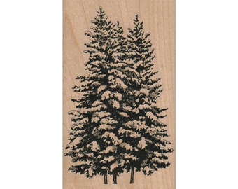 Evergreen Trees RUBBER STAMP, Tree Stamp, Nature Stamp, Outdoor Stamp, Pine Tree Stamp, Christmas Tree Stamp, Winter Tree Stamp, Forest