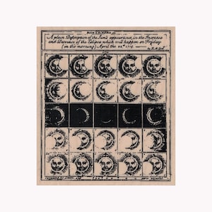 Eclipse Chart 1715 SELLO DE GOMA, Sello de astronomía, Sello de luna, Sello de sol, Sello de eclipse, Sello celestial, Sello de gráfico de eclipse, Sello espacial