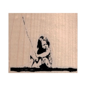 SELLO DE GOMA Niño infeliz de Banksy, sello de Banksy, sello de niño, sello de cometa volando, sello de globo, sello de arte de Banksy, sello de niño, niños