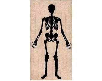 Timbre en caoutchouc Silhouette squelette, timbre Halloween, timbre du jour des morts, timbre d'os, timbre de crâne, timbre d'anatomie, timbre squelette, squelette