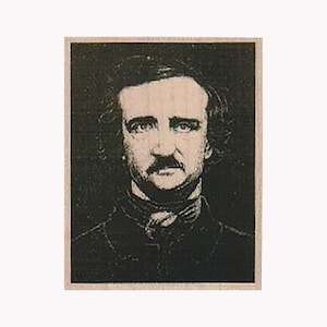 Poe RUBBER STAMP, Halloween Stamp, Poe Stamp, Edgar Allan Poe Stamp, The Raven Stamp, Raven Stamp, Nevermore Stamp, Halloween Crafts