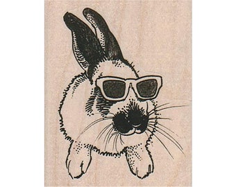 Hase mit Sonnenbrille GUMMI STEMPEL, Hase Stempel, Hase Stempel, Osterhase Stempel, Flauschiger Hase Stempel, Lustiger Hase Stempel, Niedlicher Hase Stempel