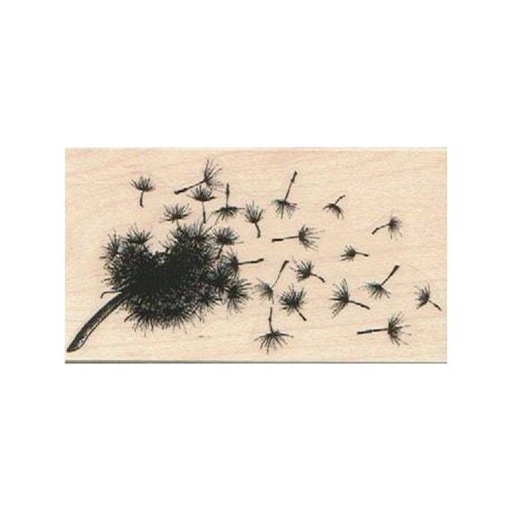 Blowing Dandelion and Extra Seed by Susan M. Brown RUBBER STAMP, Dandelion Stamp, Weed Stamp, Windy Stamp, Nature Stamp, Flower Stamp