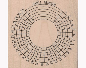 Habit Tracker Wheel RUBBER STAMP, Tracking Wheel Stamp, Journaling Stamp, Day Planner Stamp, To Do List, Notes Stamp, Journal Page Stamp