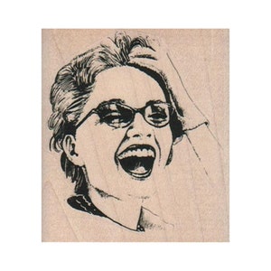 Happy Lady RUBBER STAMP, Good Time Lady Stamp, Laughing Lady Stamp, Retro Lady Stamp, Retro Housewife Stamp, Retro Stamp, Woman Laughing