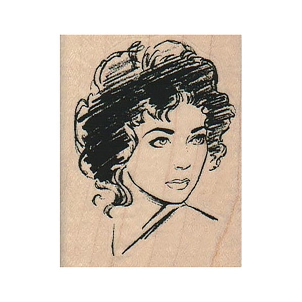 Lady's Face RUBBER STAMP, Movie Star Stamp, Hollywood Star Stamp, Retro Hollywood Stamp, Liz Taylor Stamp, Actress Stamp, Actor Stamp