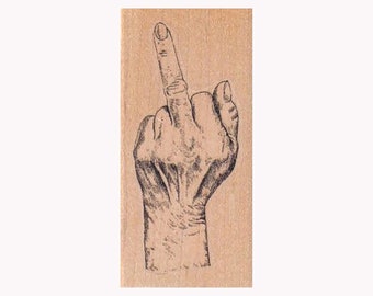 Middle Finger RUBBER STAMP, Giving The Bird Stamp, Expletive Stamp, Middle Finger Stamp, F*** You Stamp, FU Stamp, Silly Stamp, Hand Stamp